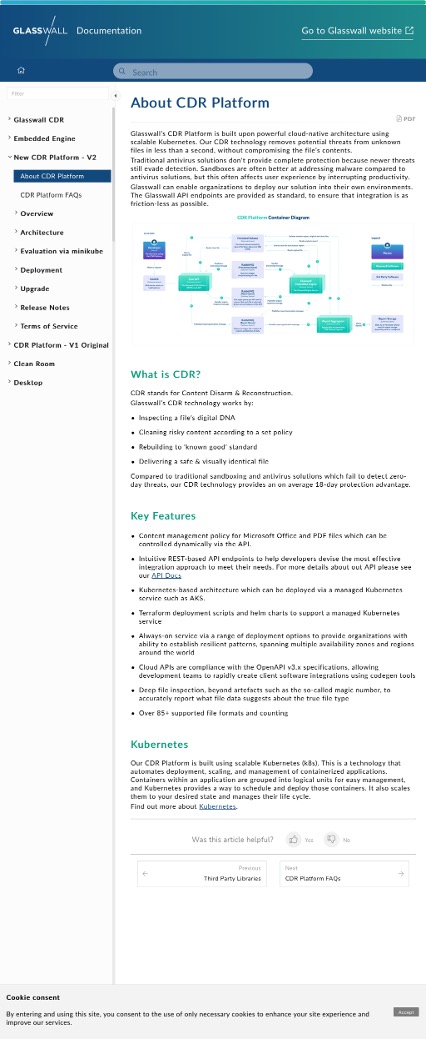 Documentation topic page before: dense text with internal terminology